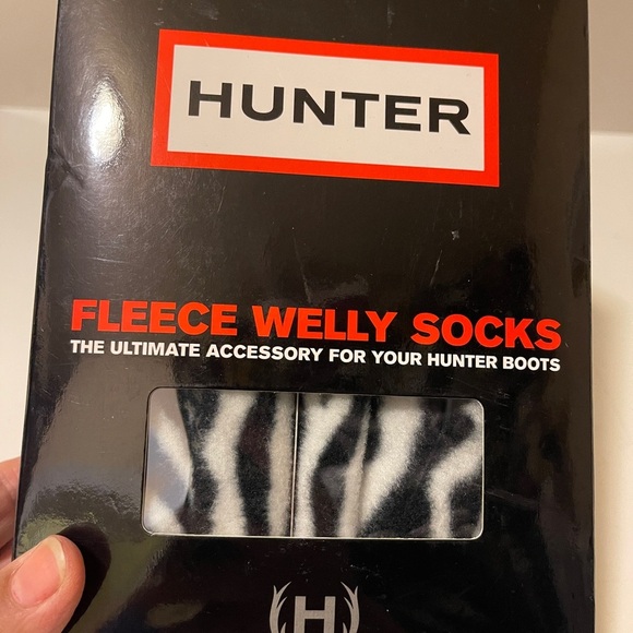 NWT HUNTER Moss Cable Cuff Fleece Welly Sock Size M 5-7 Graphite - Picture 8 of 11